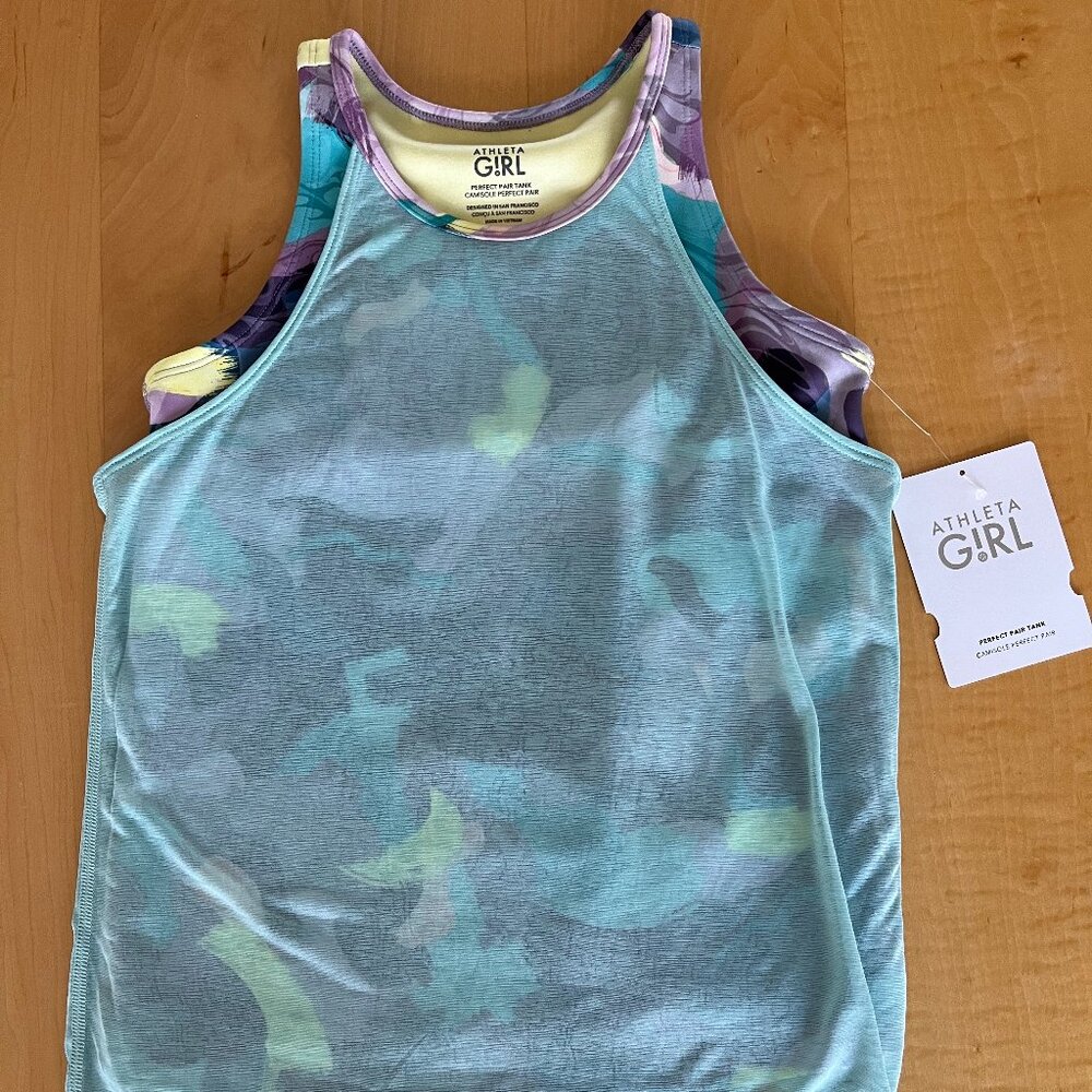NWT Athleta Girl Perfect Pair Tank, Size M (8-10), Turquoise/Purple